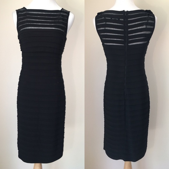 Adrianna Papell Black Shutter Pleat Cocktail Dress - Picture 3 of 8